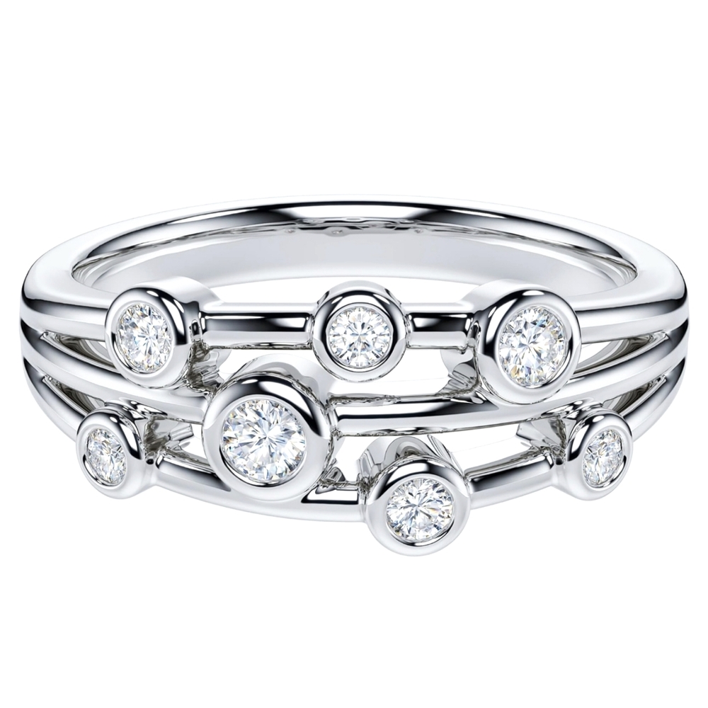 Designer Bubbles Ring. Set with Sterling Silver and Platinum. Size 6. Brand New!